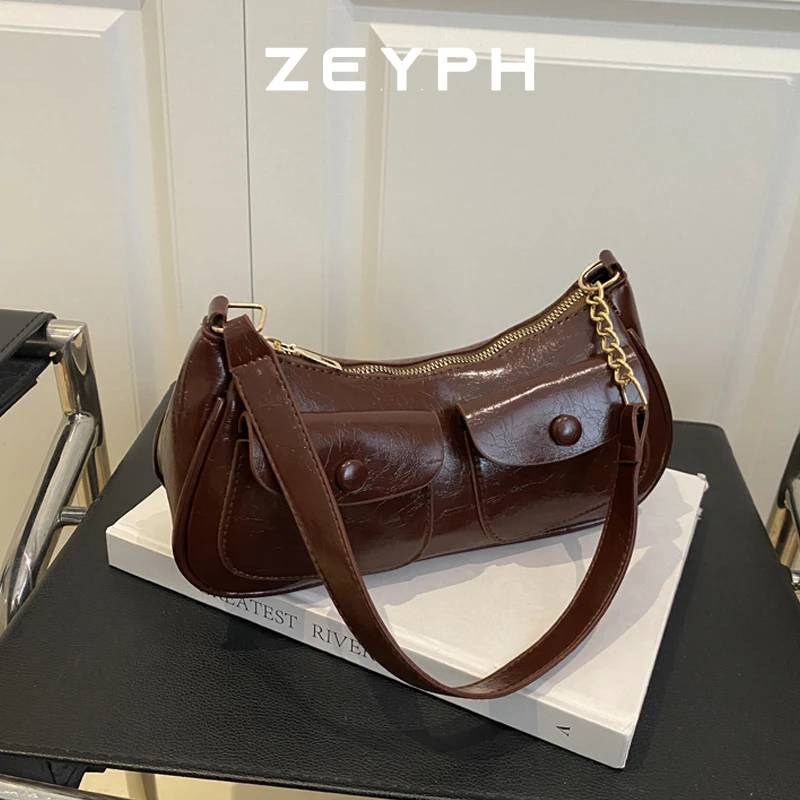 

Zeyph Oil Painting Style Side Double Pocket Baguette Bag Armpit Bag Women s Four Season Shoulder Bag