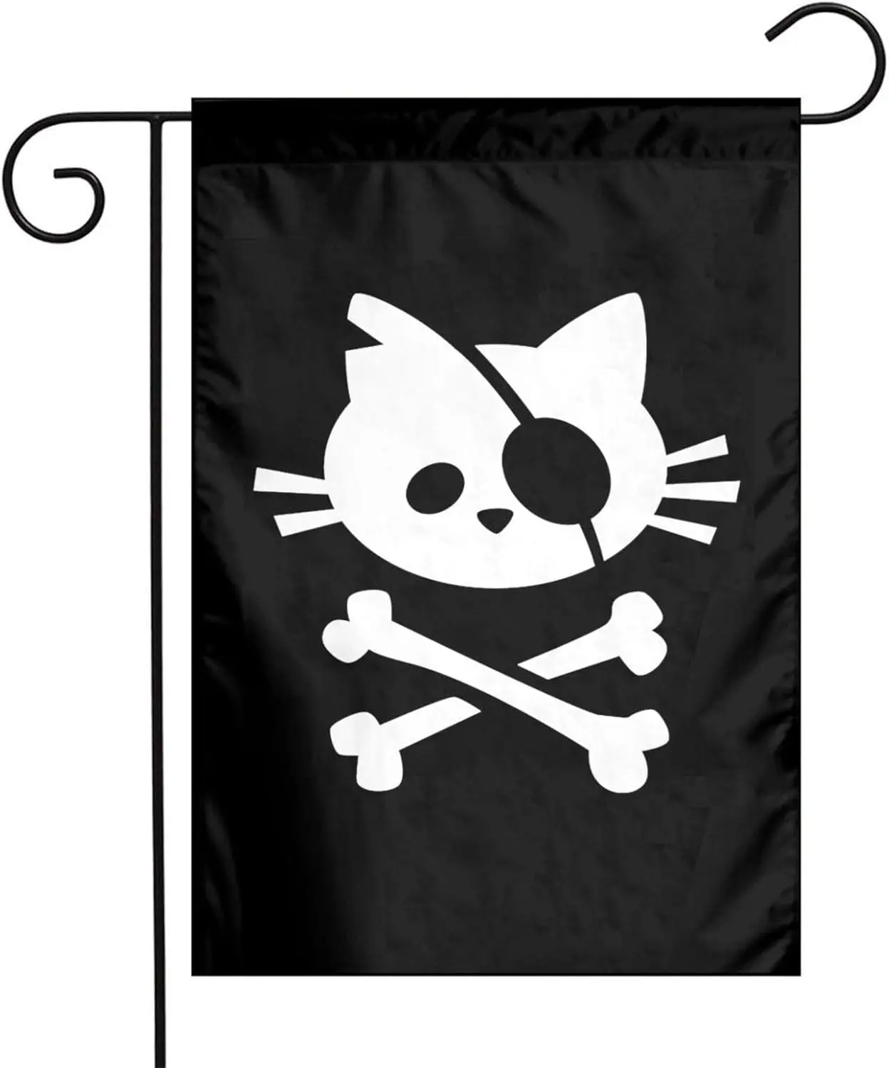 Nandaofeng Pirate Cat Skull and Crossbone Garden Flag 12x18 Inch Double Sided Outdoor Yard Porch Patio  Flags for Decor