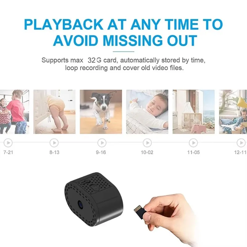 كاميرا صغيرة جدًا، اتصال WIFI، جهاز تحكم عن بعد، رؤية ليلية للمنزل، وضع الاستعداد الطويل للغاية، مراقبة مخفية