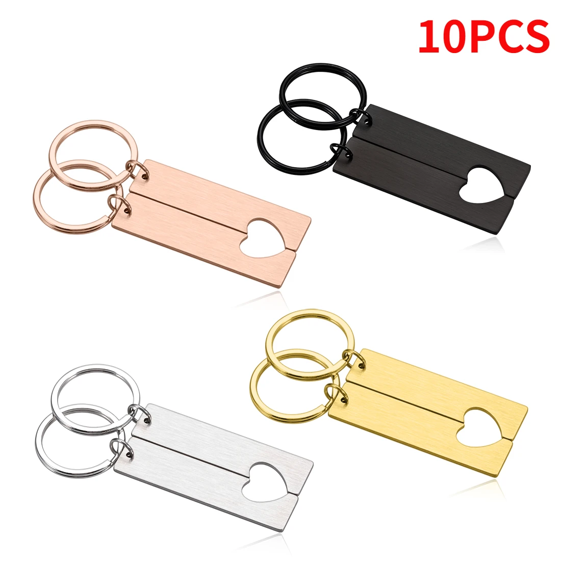 Wholesale 10Pcs/Lot Blank Keychain Stainless Steel Keychains for Couple Gift DIY Custom Code Name Text Women's Men's Keychain