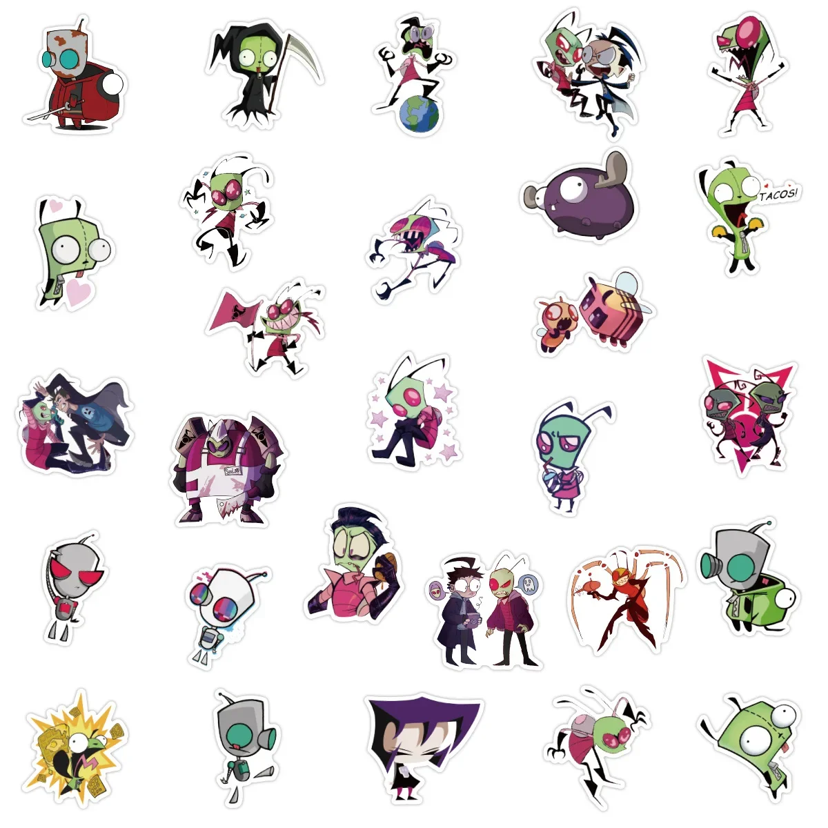 Autocollants de Personnages de Dessin Animé Invader Zim pour Enfant, Décoration de Tasse, de Valise, Jouets, Cadeaux Cool, 50 Pièces