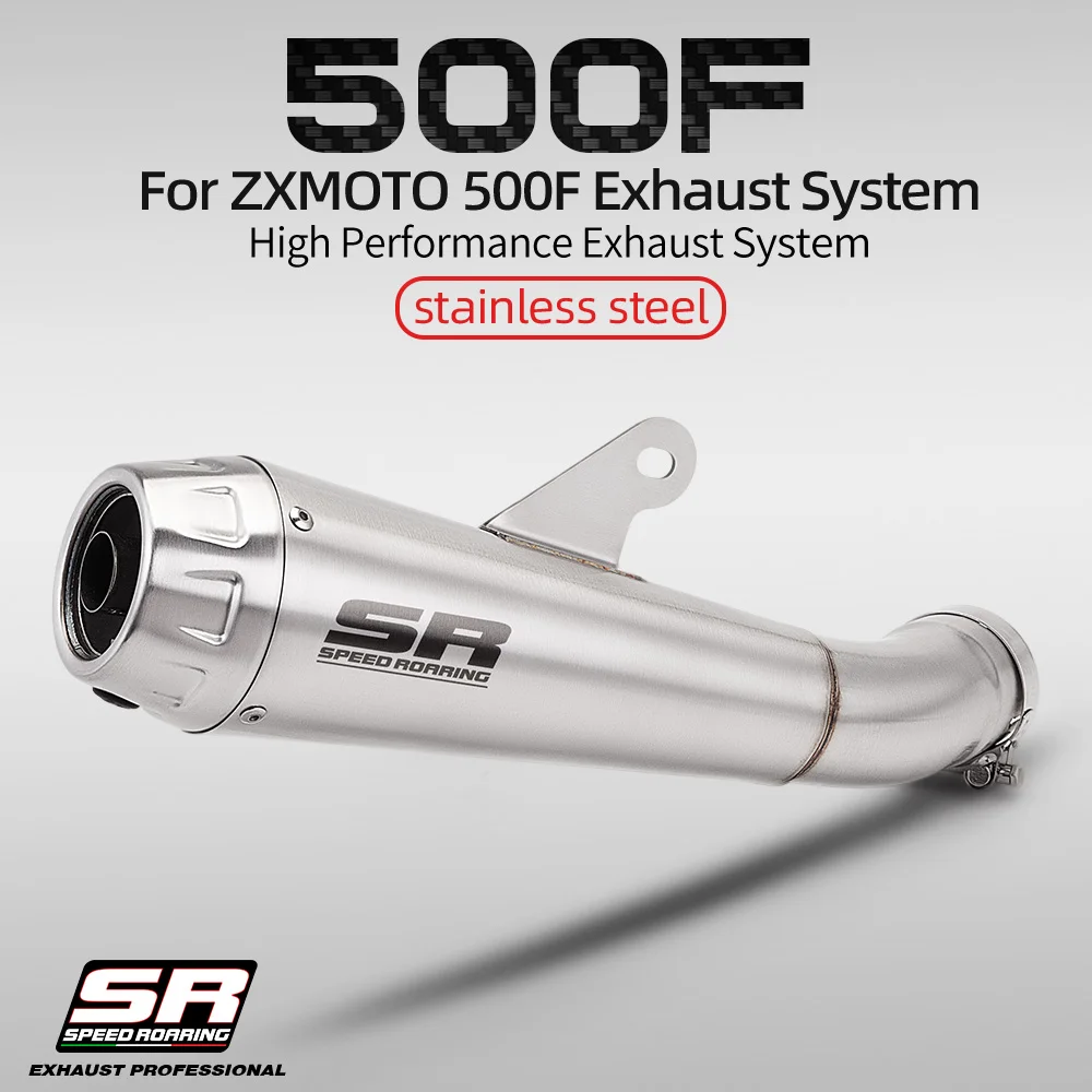 Slip‑On Exhaust For ZX Motor 500F Motorcycle Middle Link Pipe With Muffler Escape Replacement Modify Moto Accessories