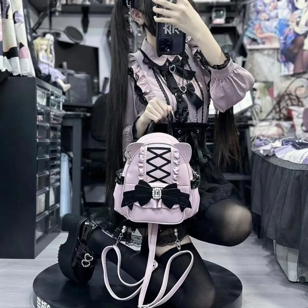 [Olmee] In Stock Kitty Cat Ears Jirai Kei Hand Bag Back Pack Backpack Handbag Women Lolita Kawaii Ins Mine Style Halloween Xmas