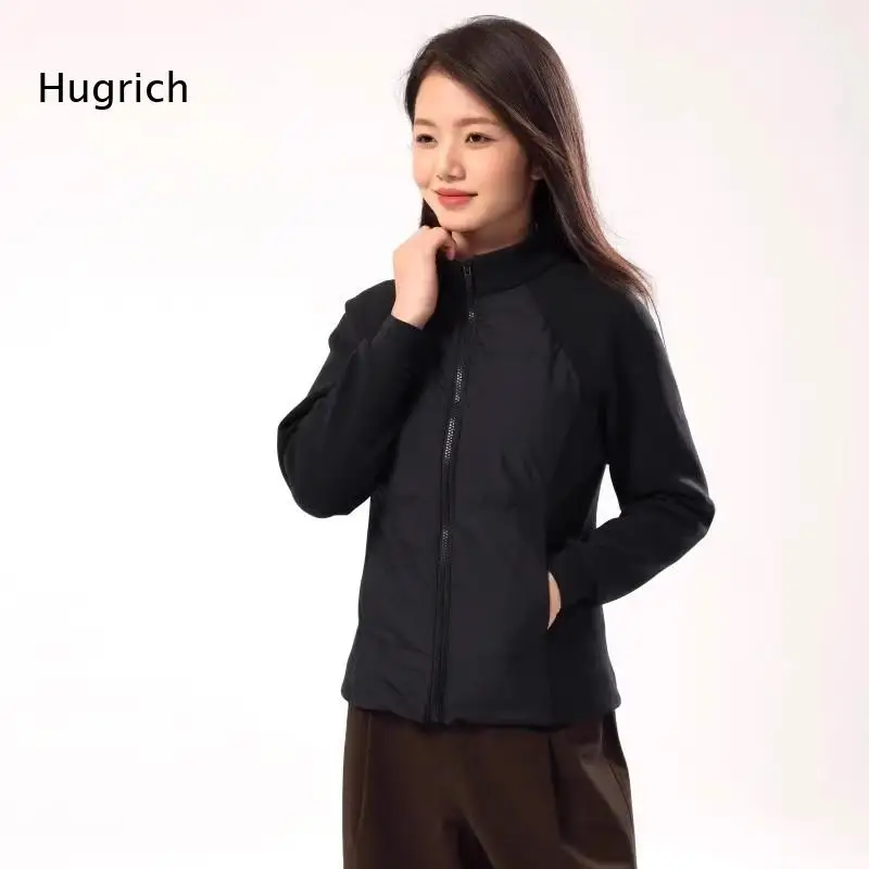 Women's Lightweight Quilted Puffer Jacket with Stand Collar Zip-Up Front Slim Fit Thermal Coat for Autumn Winter Layering