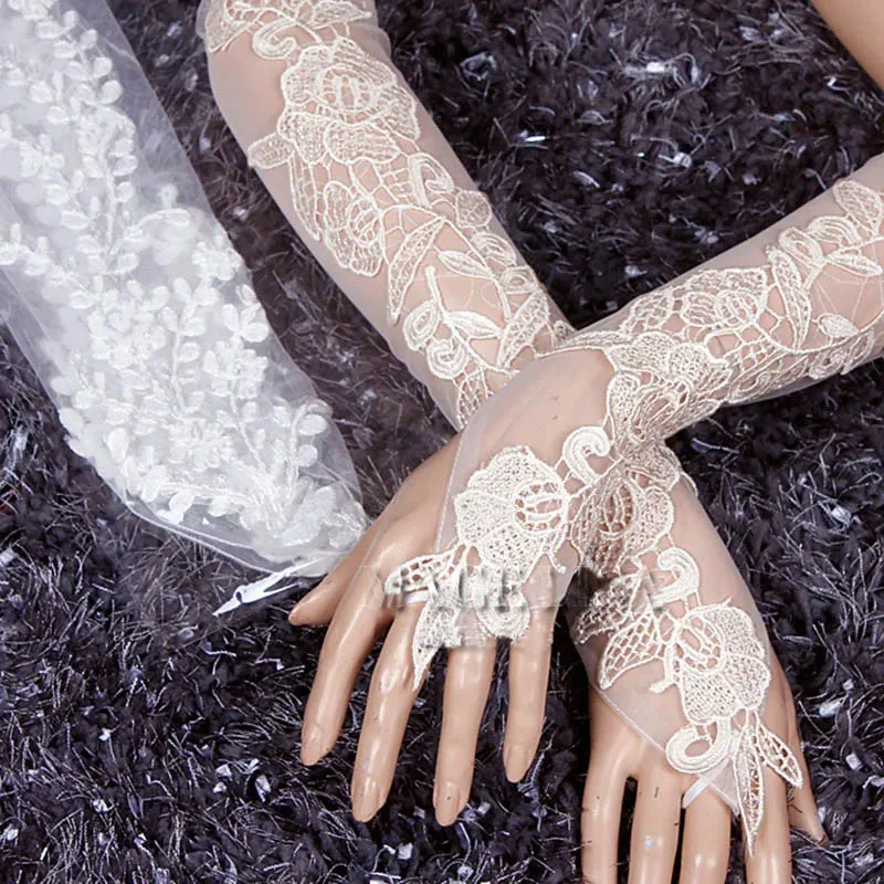 Guantes Largos De Encaje Con Patrón Floral Para Mujer – Hasta El Codo, Elásticos Y Transpirables, Ideales Para Bodas, Fiestas Y Disfraces (Negro, Talla Única)