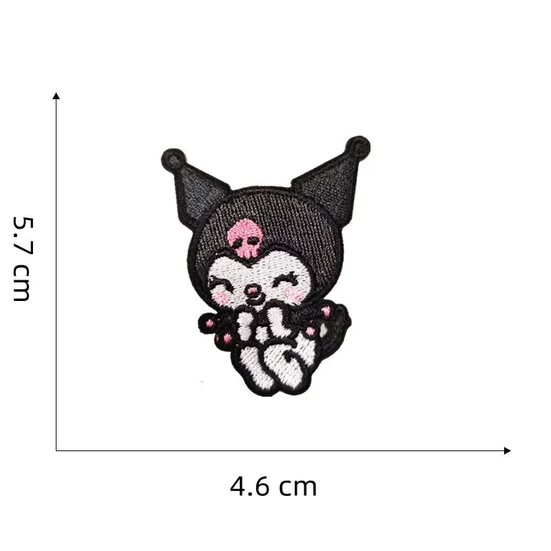 7Pcs Cartoon  Kuromi Anime Self-adhesive Applique For Sew Child Clothes Iron on Embroidery Patches DIY Kwaii Coat Decor Badge