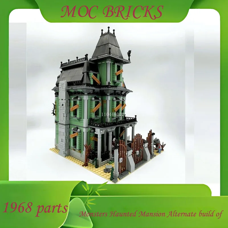 

Customize 1968pcs Creative Street View MOC Monster Fightersing Haunted Mansion Eerie Modular Manor DIY Model Bricks Toys Gifts