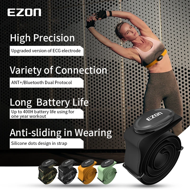 EZON C009Pro Heart Rate Monitor Chest Strap, ANT+, Bluetooth 5.1 Heart Rate Monitor, 3ATM Waterproof Heart Monitor