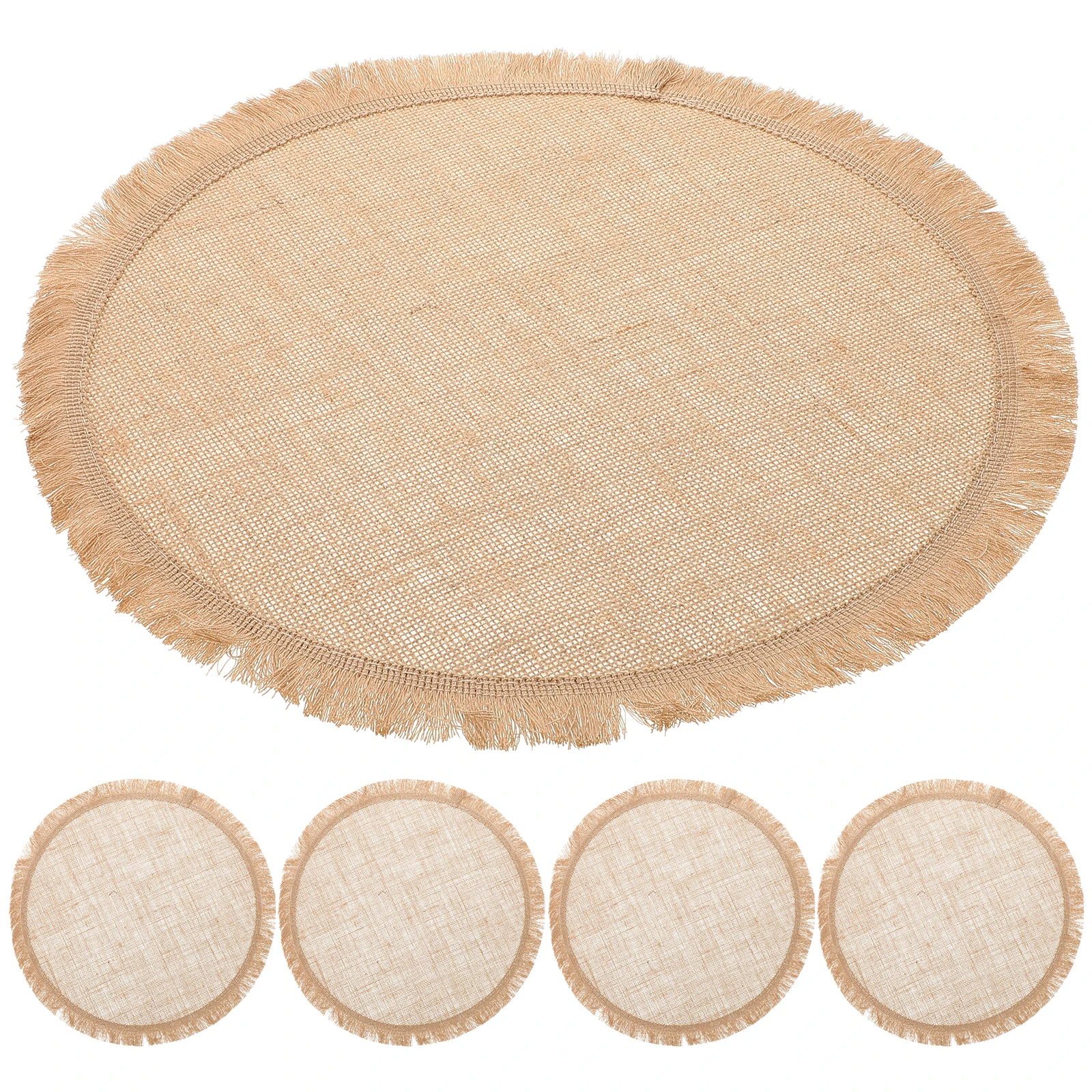 

8pcs Placemat Jute Table Cloth Nordic Burlap Rectangle Material Easy Maintenance Ideal Fit Round Table Pad Woven