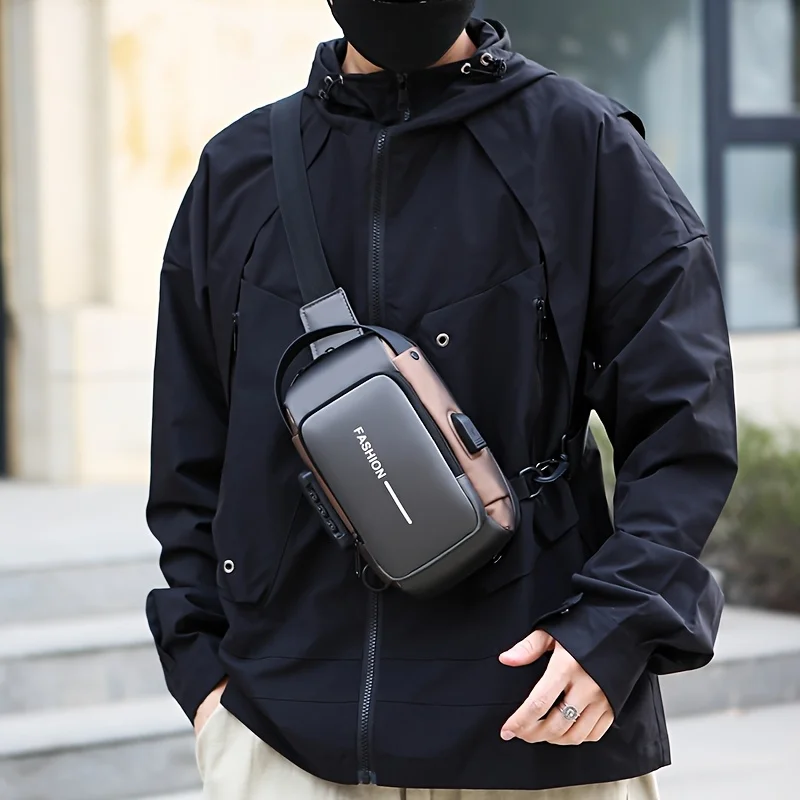 Stylish Men's Sling Bag - Durable Oxford Fabric, Crossbody Chest Pack with Phone Pocket, Zip Closure for Daily Commute image 6