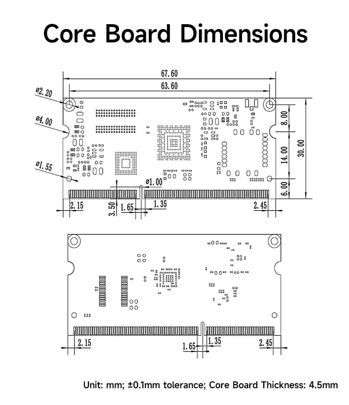 ECK10-135 Series Core Board STM32MP135 CDEBYTE ARM Cortex-A7 1GHz Linux Dual Gigabit Ethernet RGB888 SODIMM 256MB/512MB DDR3L