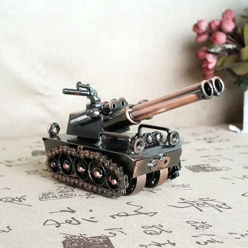 Tank cannon model, metal craft gifts, home office decoration vintage ornaments