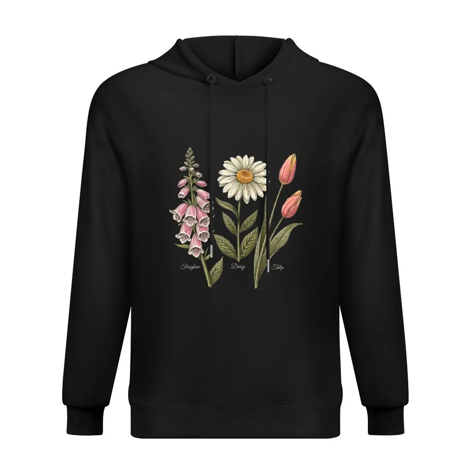 

Vintage Floral Plant Foxglove Daisy Tulip Flower Girls Hoodie korean style clothes korean autumn clothes men wear hoodie for men