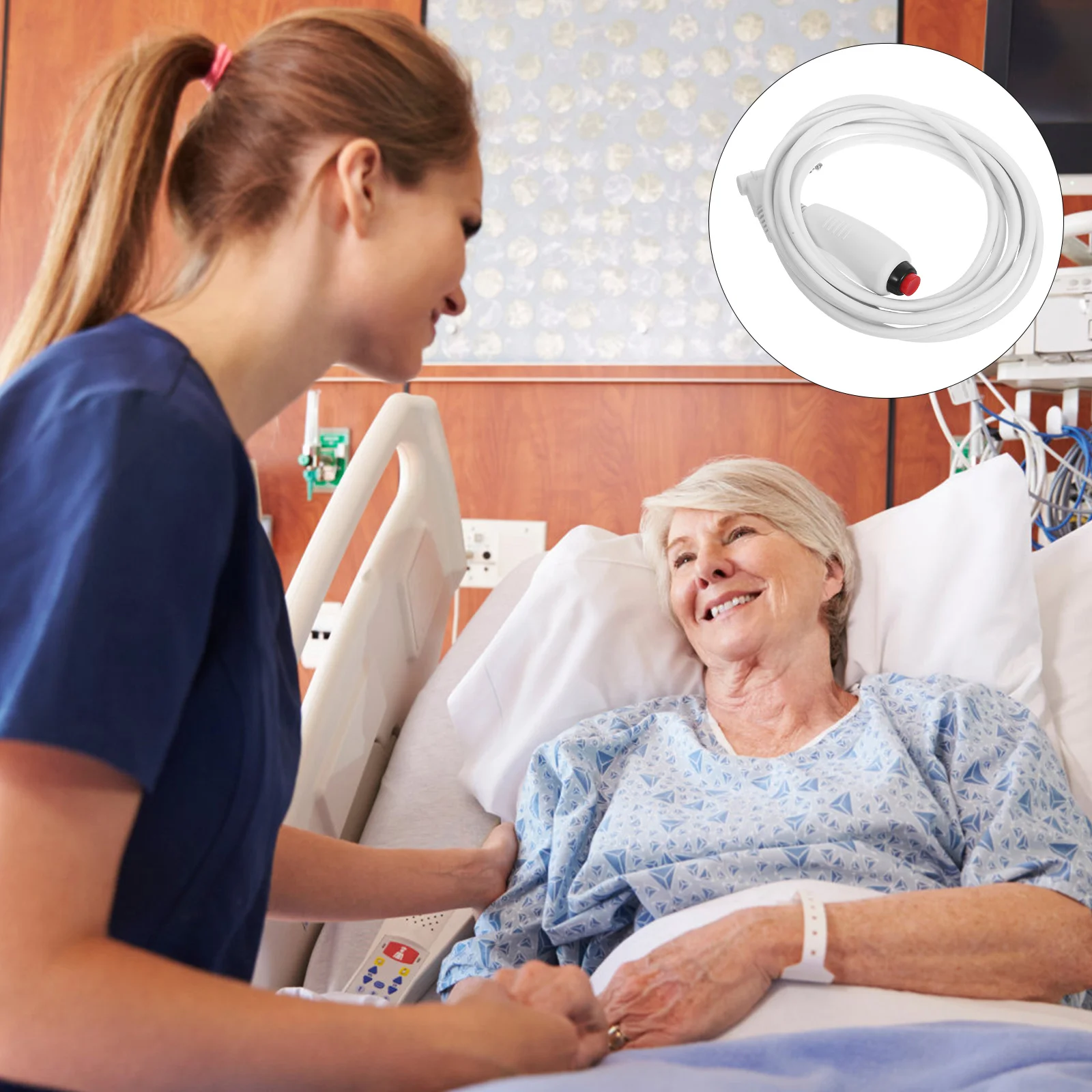 Nurse Call Cable 6.35mm Plug Switch Bed Sheet Clip Secure Installation Universal Compatibility Medical Staff Use