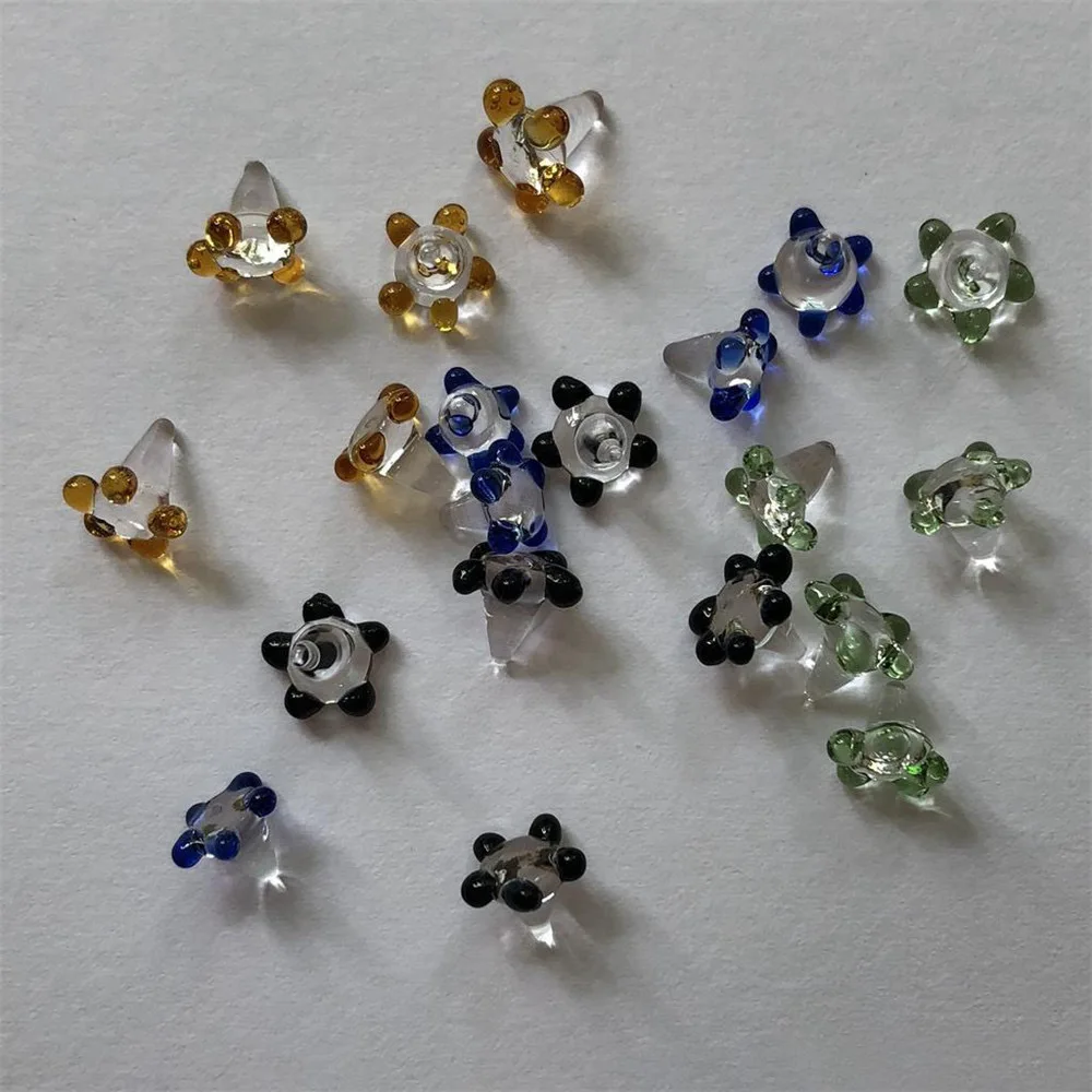 Small Mini Glass Daisy Flower Beads 10/20pcs Hand Blown Glass Filter Screens gift