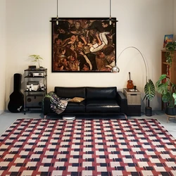 Retro Plaid Living Room Decorative Carpet Antique Sofa Coffee Table Soft Mat Wipeable Bedroom Bedside Plush Rugs Ковер Tapis 러그