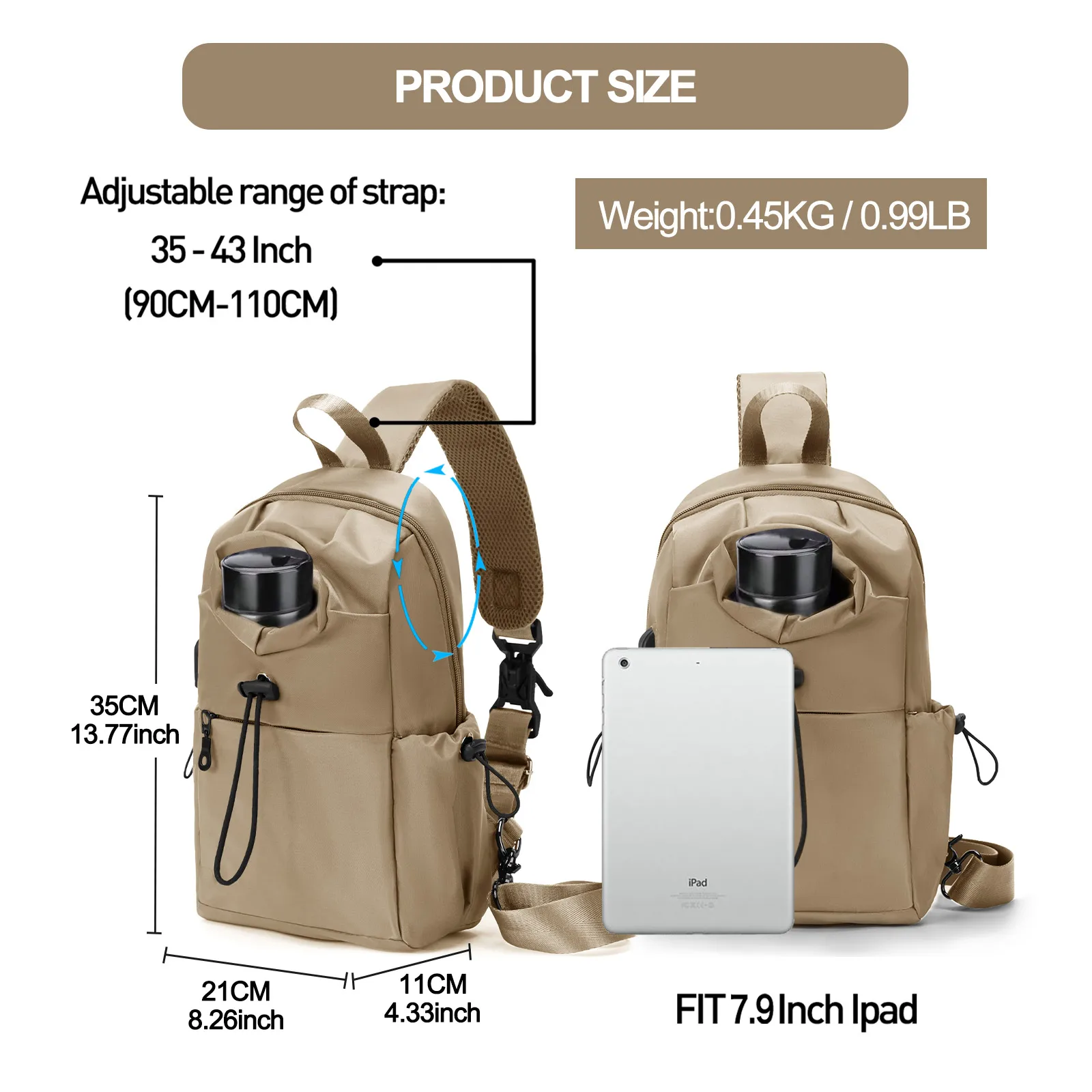 Waterproof Sling Bag,Crossbody Bags For Men,Chest Backpack with Adjustable Strap,Small Casual Shoulder Daypack For Travel Hiking