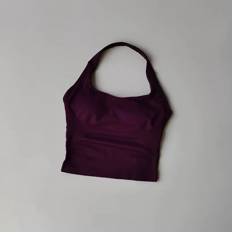 Halter-Neck Rückenfreies Yoga-Outfit Zweiteiliges Set für Damen, Push-Up Sport-BH + Hochgeschnittene Po-Formende Fitness-Shorts – Detail 22