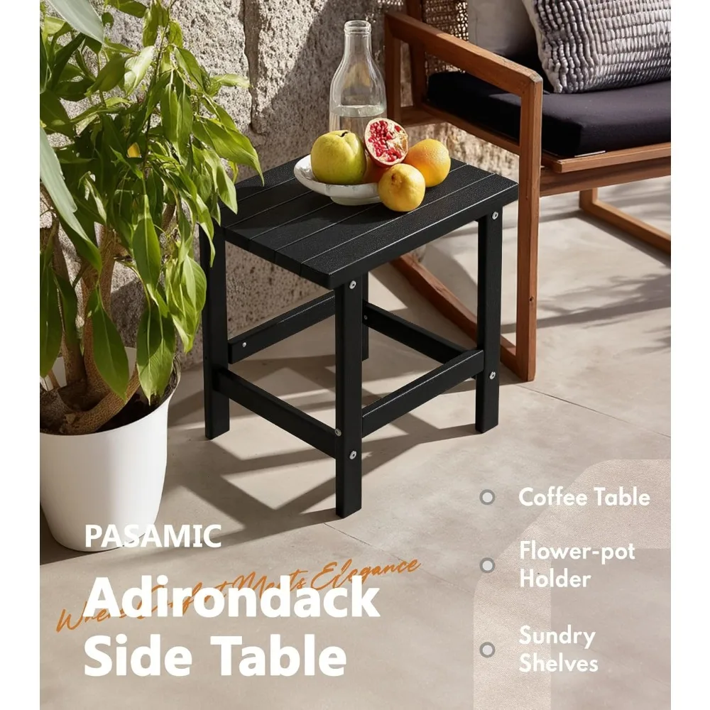 Weather-Resistant HDPE Outdoor Side Table for Patio, Backyard, Pool - Easy Maintenance in Black