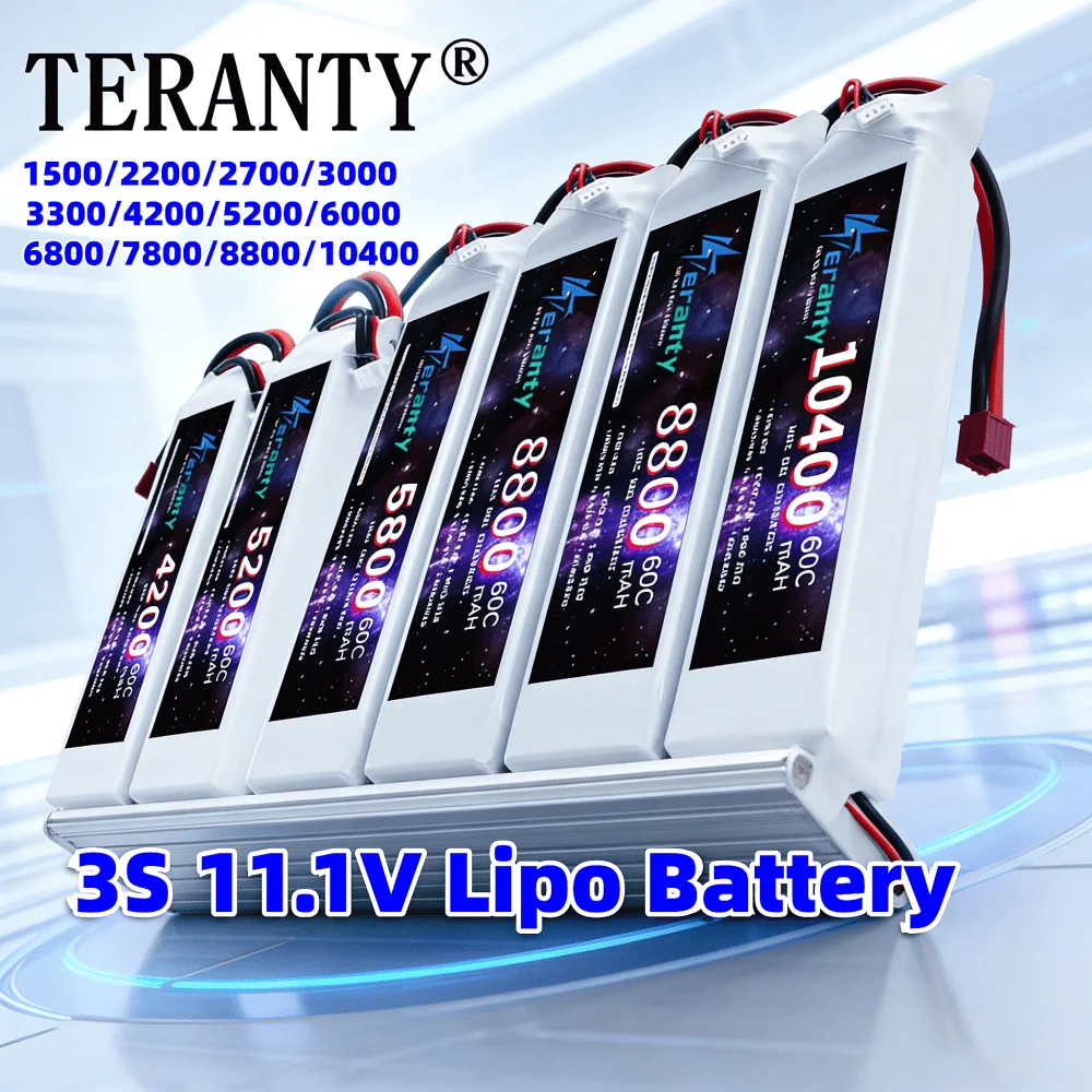 TERANTY 3S 11.1V 60C Lipo Battery 1500/2200/2700/3000/3000/10400mAh High-Discharge Power Battery for RC Planes, Drones, Car
