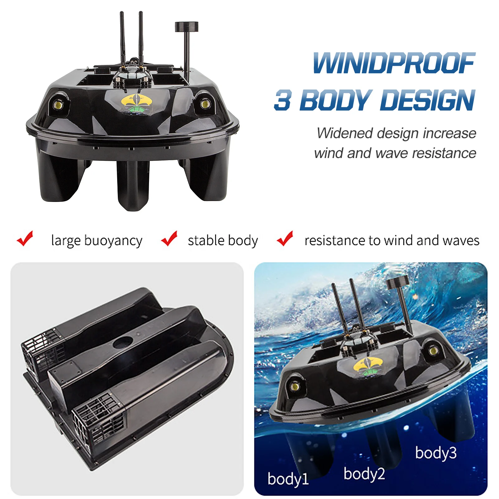 GPS RC Fish Bait Boat 8kg Load with 600M Remote Control Sea Fishing Bait Boat