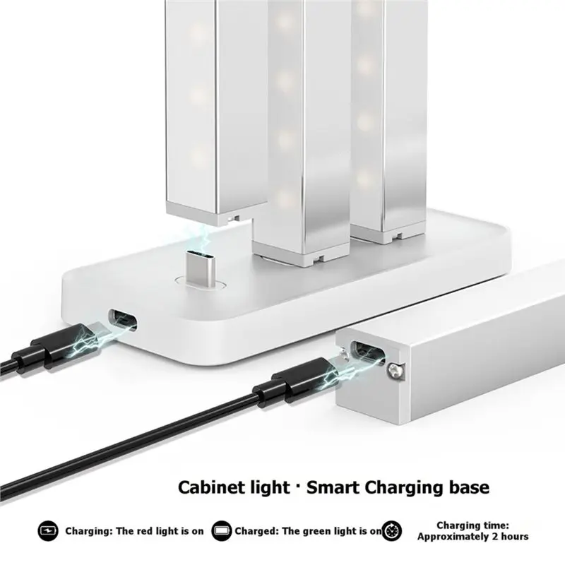 ABDJ-Under Cabinet Lighting With Charging Station,Battery Operated 3Pack Motion Sensor Light Indoor, Rechargeable Wireless