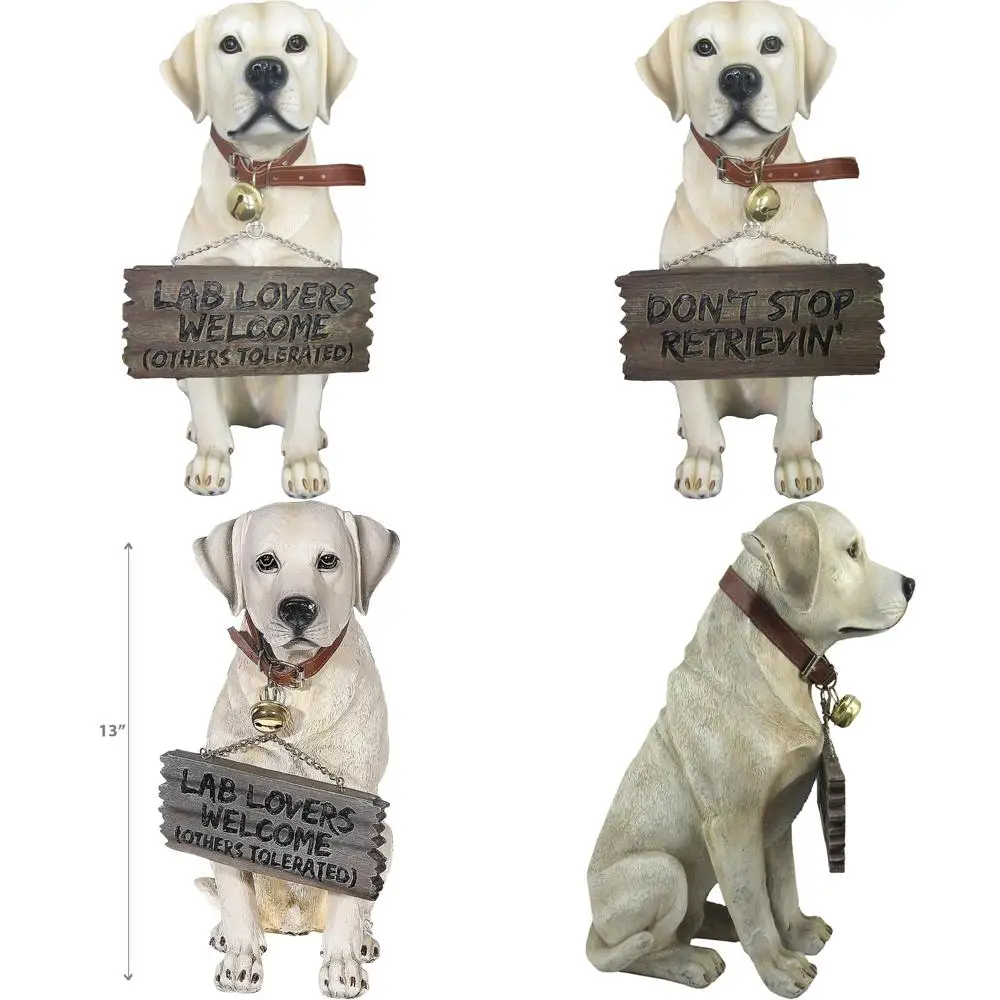 

Hand-Painted Labrador Retriever Puppy Statue with Welcome Sign - 14 Inch Detailed Dog Art Sculpture - Perfect Labrador Puppy Dec