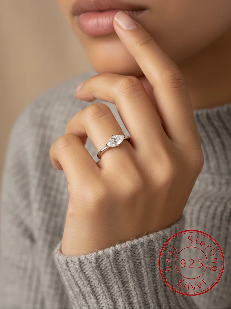 

925 Sterling Silver Fashion Exquisite Marquise Shape Zircon Ring For Women Engagement Wedding Anniversary High Quality Jewelry