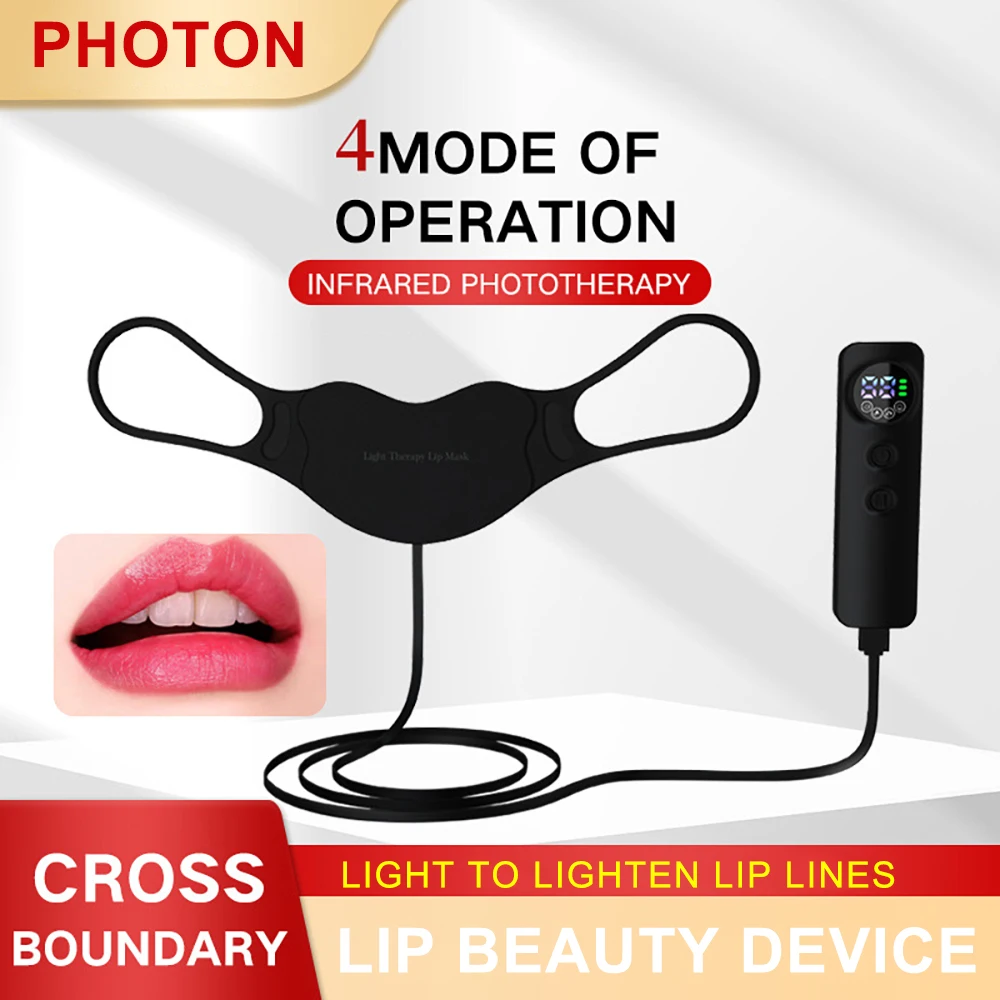 Photon Lip Beauty Instrument Reduce Lip Lines Infrared LED Lip Beam Augmentation Device Brighten Lip Color Light Therapy Mask