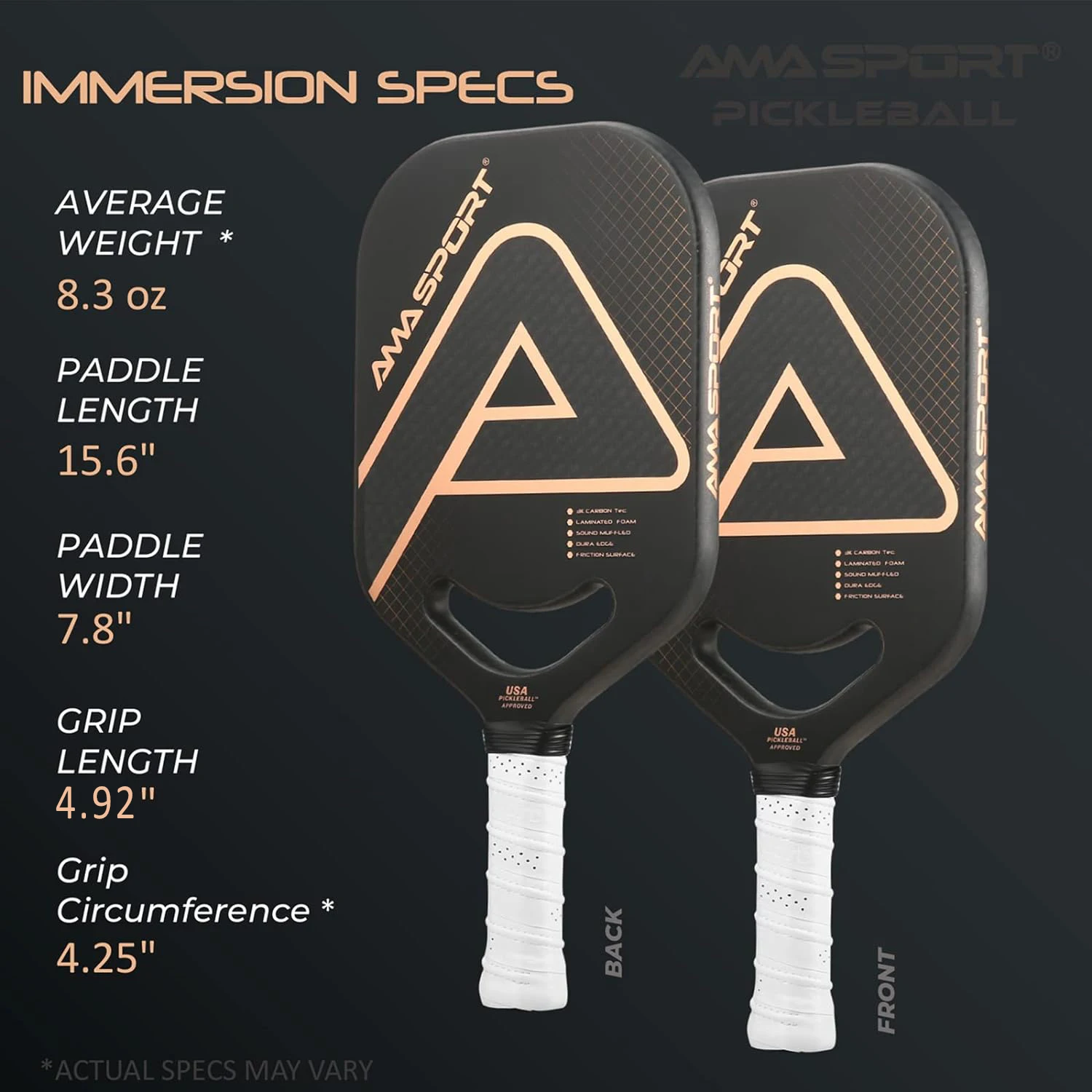 AMASPORT Pickleball Paddle with Maximum Spin USAPA Approved 3K Carbon Pickleball Paddles 20mm Thick Core Pickle ball Racket