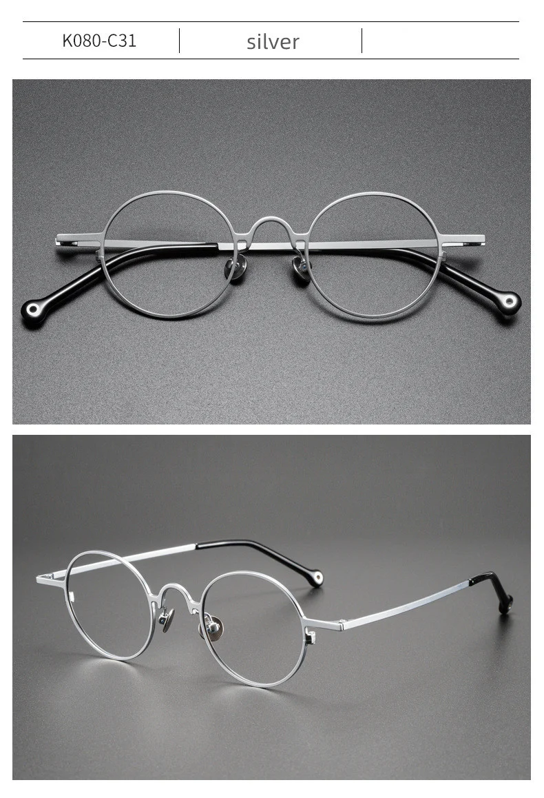 2022 Ultraleicht Retro Kleine Runde Rahmen Reinem Titan Gläser Marke Design Photochrome Anti-Blau Licht Lesebrille Für Männer – Detail 13
