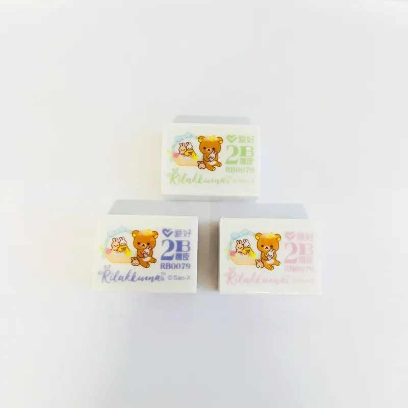 3pcs AIHAO RB0079 Pencil Rilakkuma 2B Rubber Color Eraser Kawaii Correction Supplies School Office Stationery