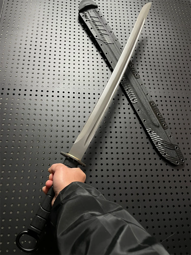 Tactical Han Battle Sword Multi Folded Refined 60Si2CrVA Steel Blade Real Handmade Full Tang Training Kongfu Broadsword Catana