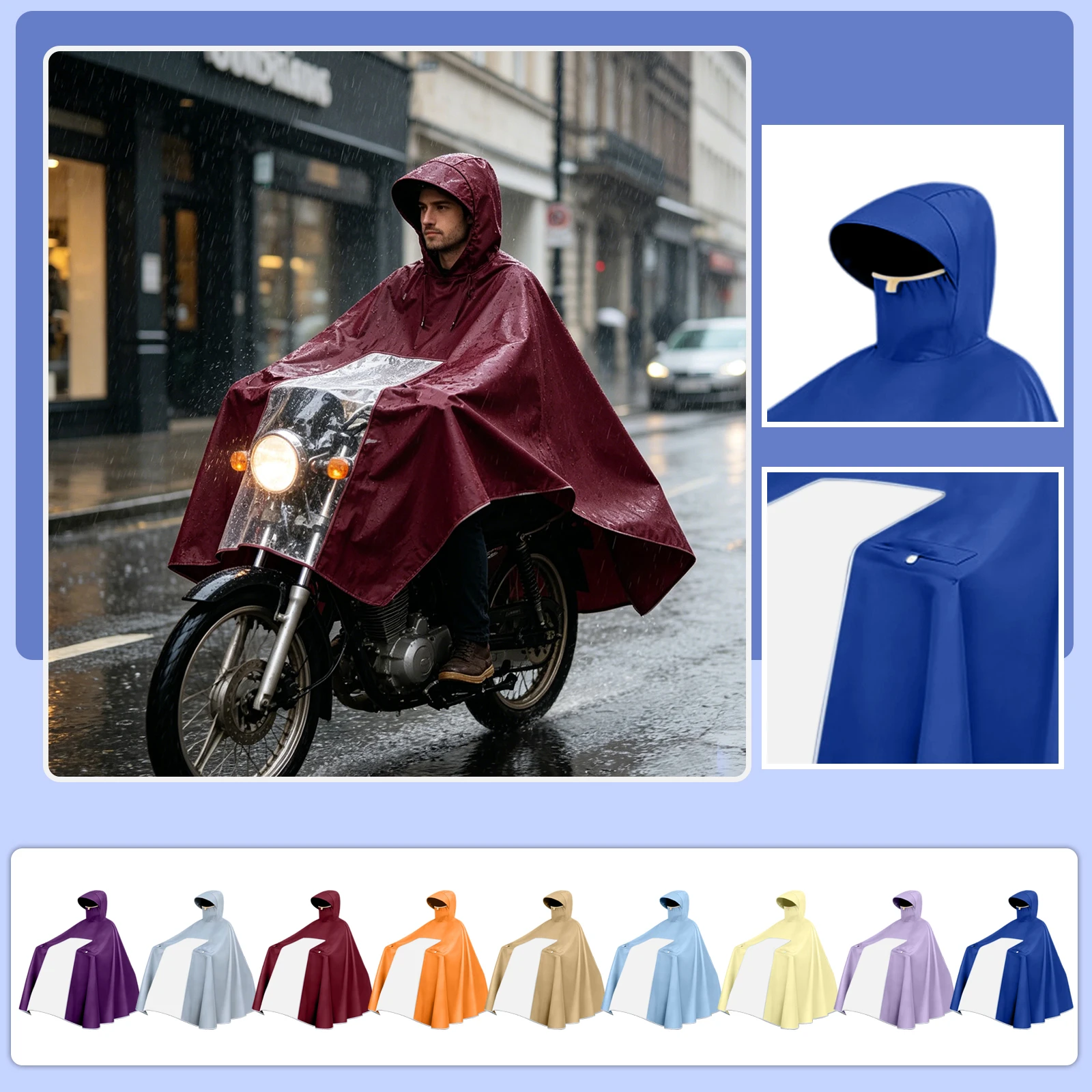 Electric Bicycle Raincoat Extra-Large and Thickened Full-Body Design Rain Cover All-in-One Motorcycle Riding Rain Cape