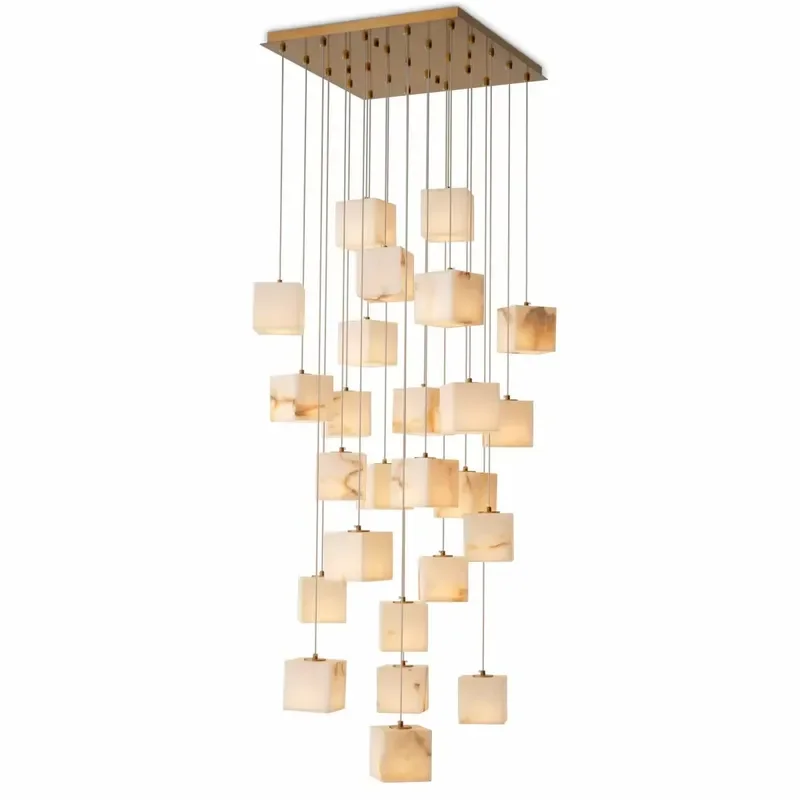 Alabaster Rotating Custom Pendant Light for Staircase Dining/Living Rooms Villa & Loft-Modern Simple Design