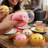 1/4Box Dumpling Squeeze Blow Bubbles Toy Dumpling Squishies Set with Steamer Bubble-Blowing Squishies Stretchy Fidget Sensory 5