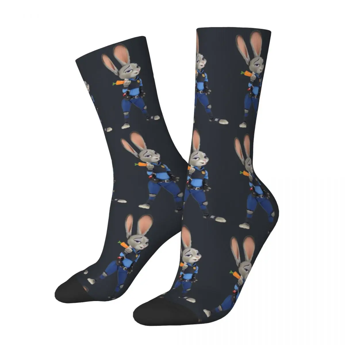 Rabbit Judy Men's Socks Retro Harajuku Disney Zootropolis Film Street Style Novelty Seamless Crew Sock