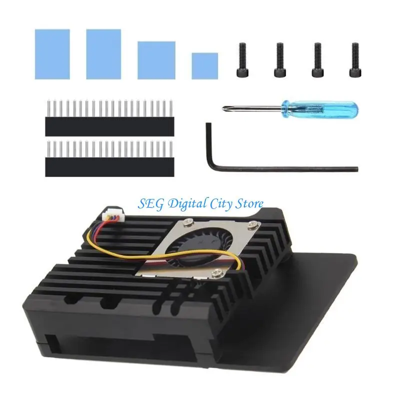 مربع علبة سبيكة من ألومنيوم U75B مع مروحة المنفاخ الشعاعية لـ RPI5 8GB 4GB