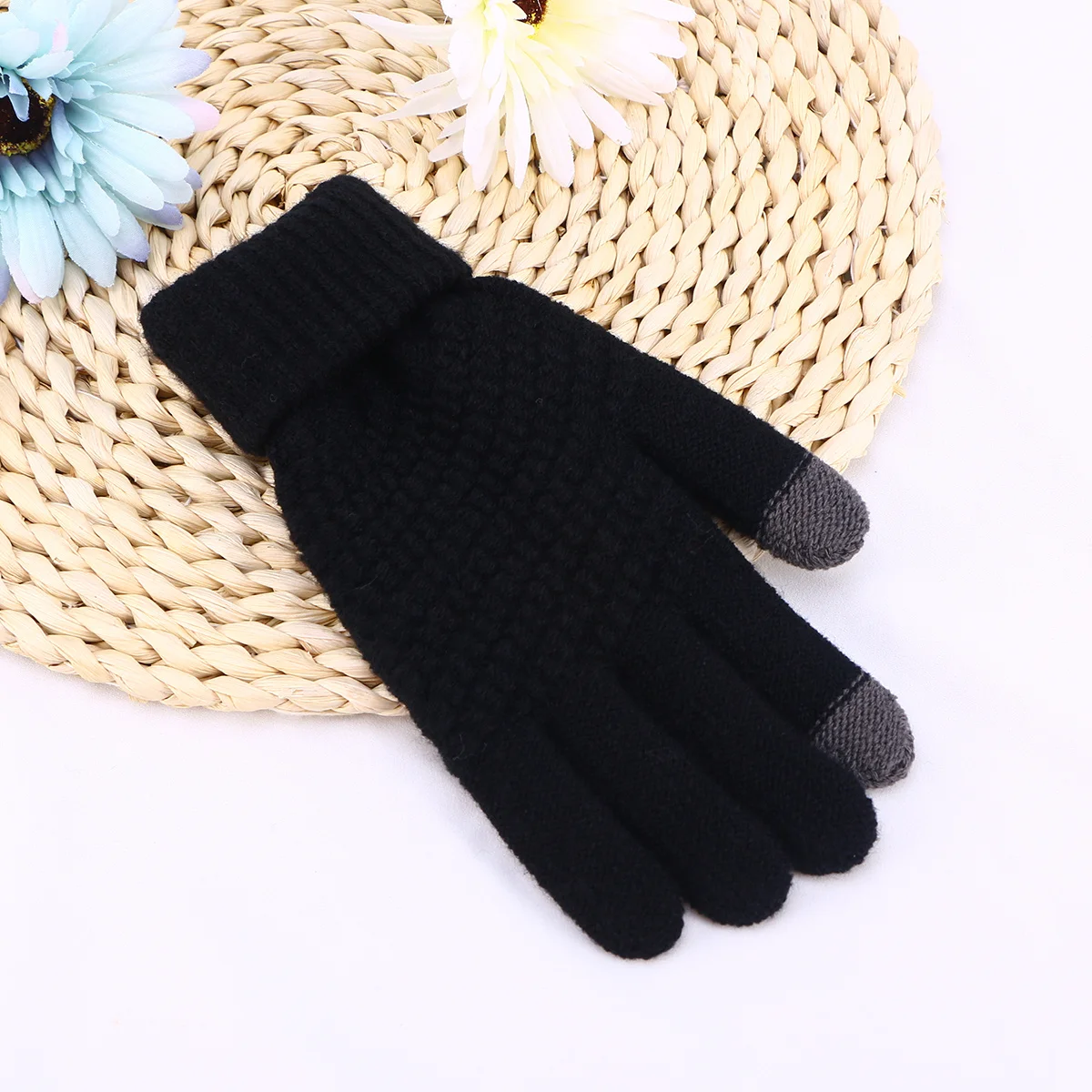 

Touch Screen Gloves Women Men Warm Winter Stretch Knit Mittens Black Full Finger Windproof Outdoor Sports Gloves Cycling Hiking