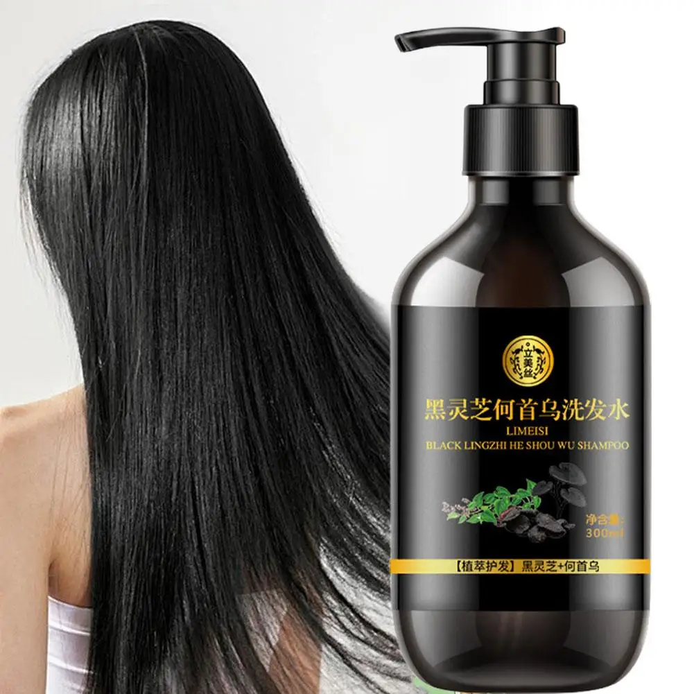 Shampoo colorante per capelli da 300ml 3 in1 capelli oscuranti istantaneo grigio a nero Polygonum Multiflorum copertura Coloing naturale per le donne W0e9