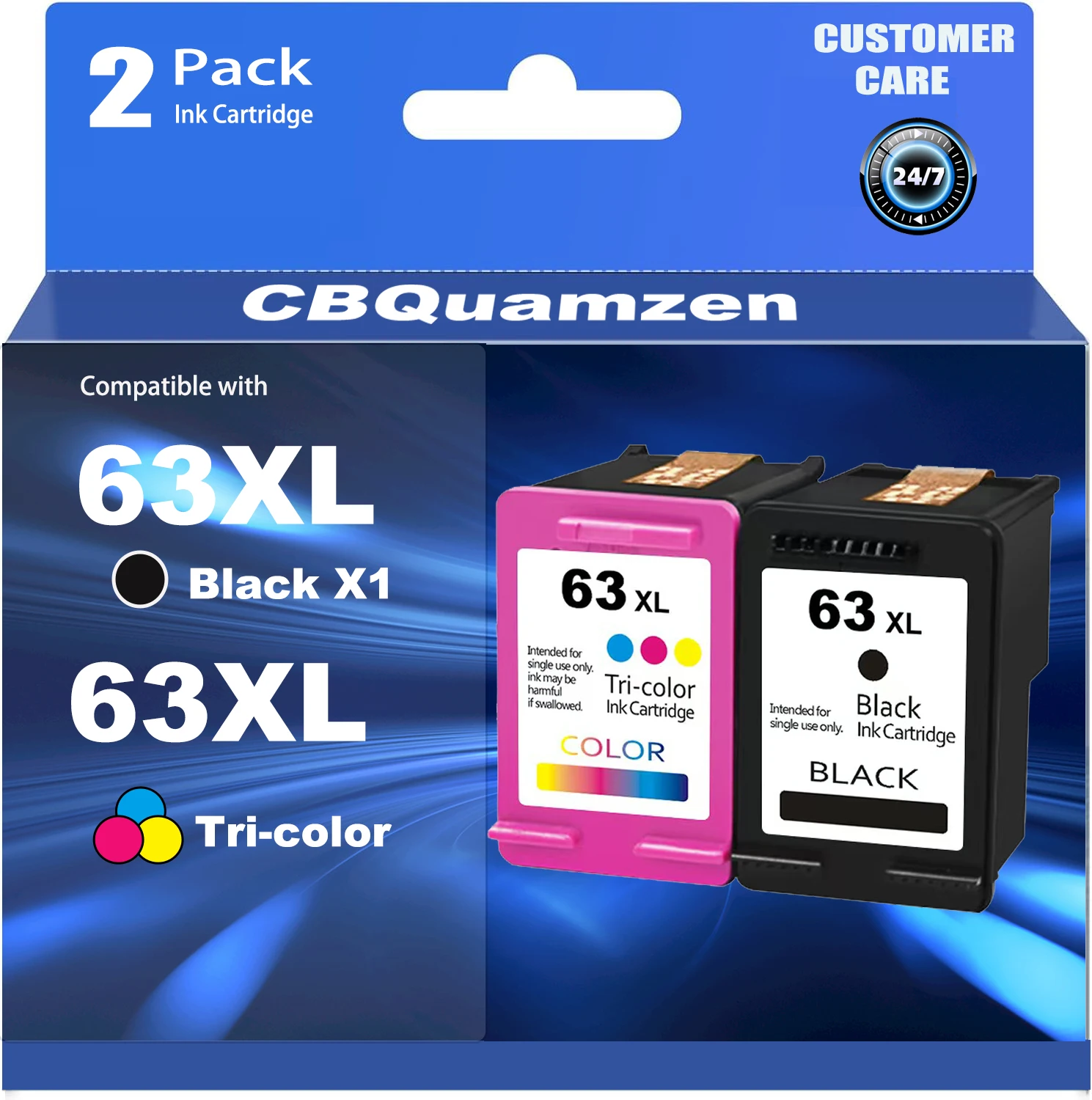 63XL Ink Cartridges Replacement for Ink 63 63XL Ink Cartridges compatible Combo Pack Work with Officejet 3830 4650 525