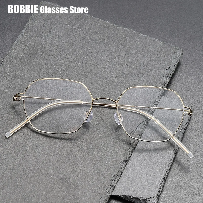 Celebrity Style Glasses Men Danish Brand RICHELLE Gentlemen High-end Fashion Polygonal Small Frame Eyeglasses Screwless Titanium