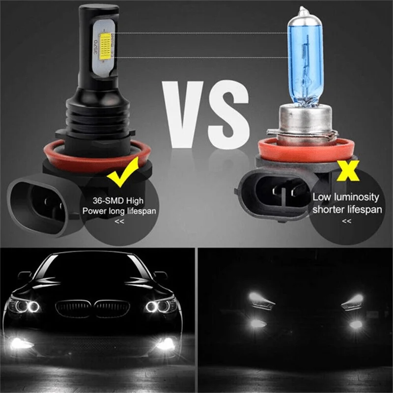 2pcs H11 H8 H9 3570 LED Headlight Super Bright Bulb Conversion Kit White Low Beam, Automotive Lighting, Headlight Replacement,