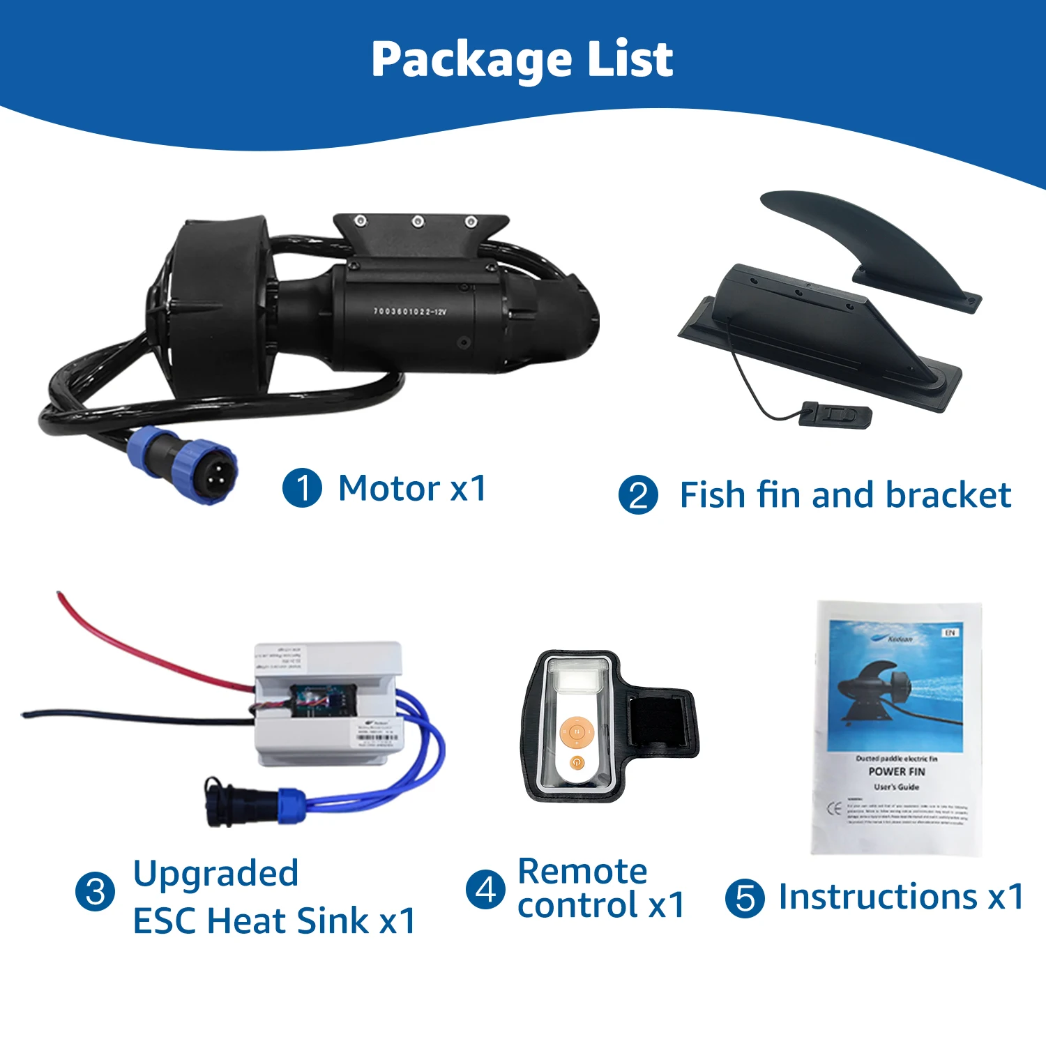 600W Electric Fin Underwater Thruster Motor 28 Lbs Thrust, 9KM/H Speed - Propeller Tailored for SUP, Kayaks and Fishing Boats