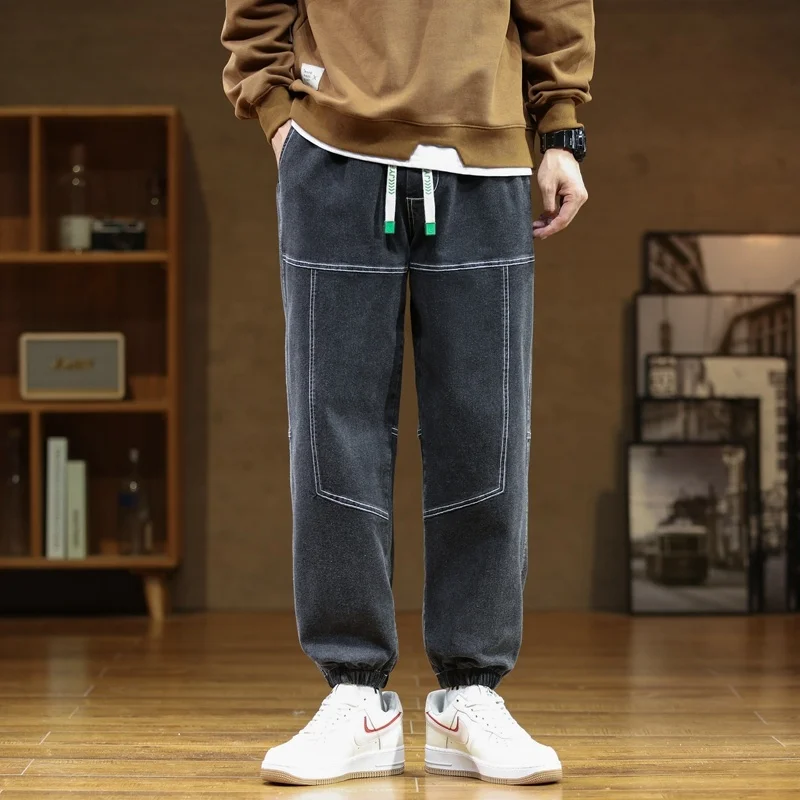 

Модные мужские брюки-карго свободного кроя в корейском стиле, повседневные брюки больших размеров, модные молодежные длинные брюки, подходящие для всех сезонов