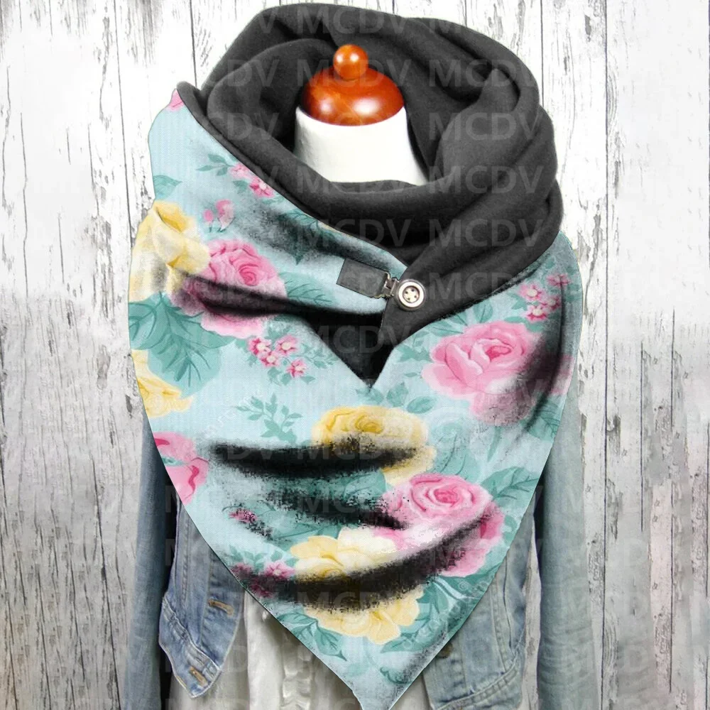 Vintage Flowers 3D Printed Casual Scarf And Shawl for Women Warm and Comfortable Scarf 01