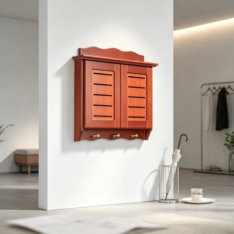 Solid Wood Hinged Electrical Box Cover Router Hiding Cabinet Breaker Panel Decorative Frame Pure Copper Hook Heavy Load Bearing