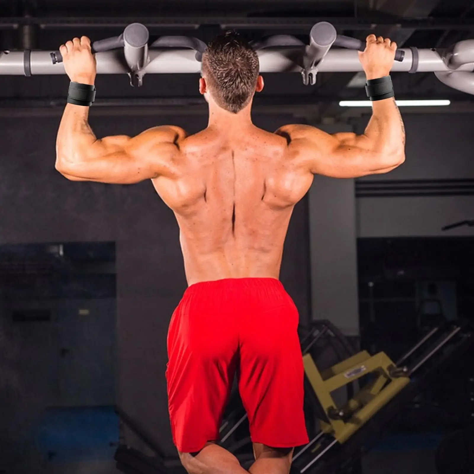 

Регулируемые прочные стальные крючки, ремни для тяжелой атлетики, силовые тренировки, тренажерный зал, фитнес, черные ремни для поддержки запястья