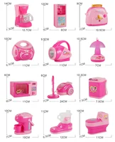 Maison de jeu de cuisine simulée pour enfants, petits appareils, réfrigérateur, sèche-cheveux au micro-ondes, Machine à café, bouilloire électrique, jouets 6