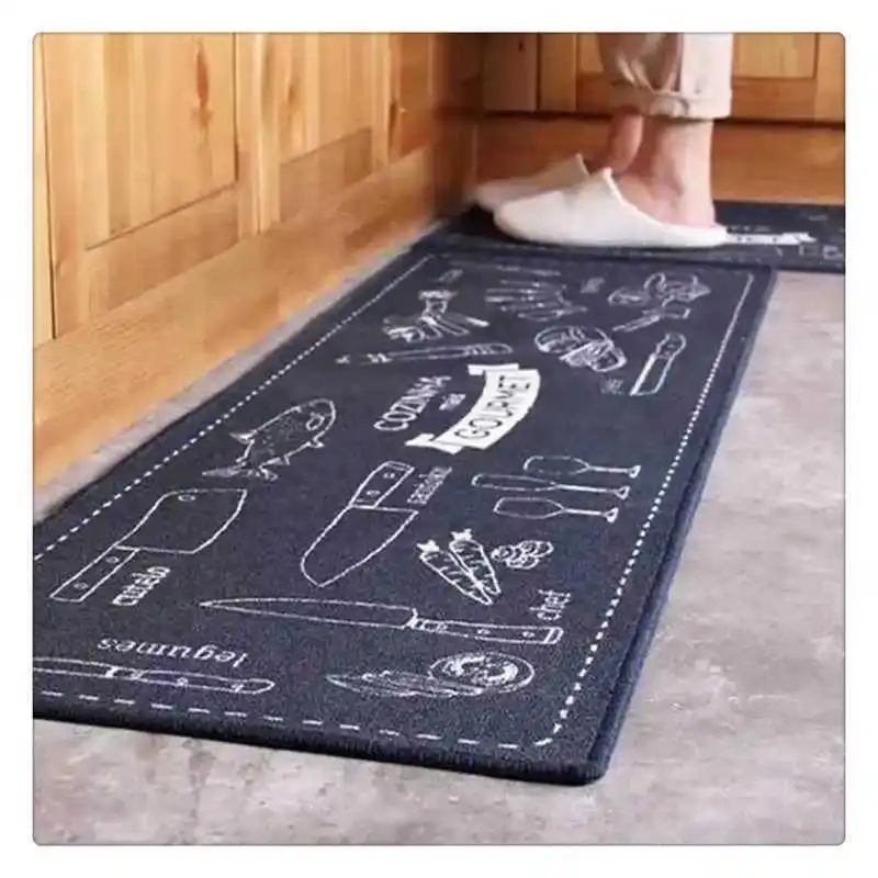 Decorative Floor Carpet Kitchen Mat Rug 40x60cm And 40x120cm Polyester Fiber Gourmet Design Latex Anti-Slip Home Indoor Doormat